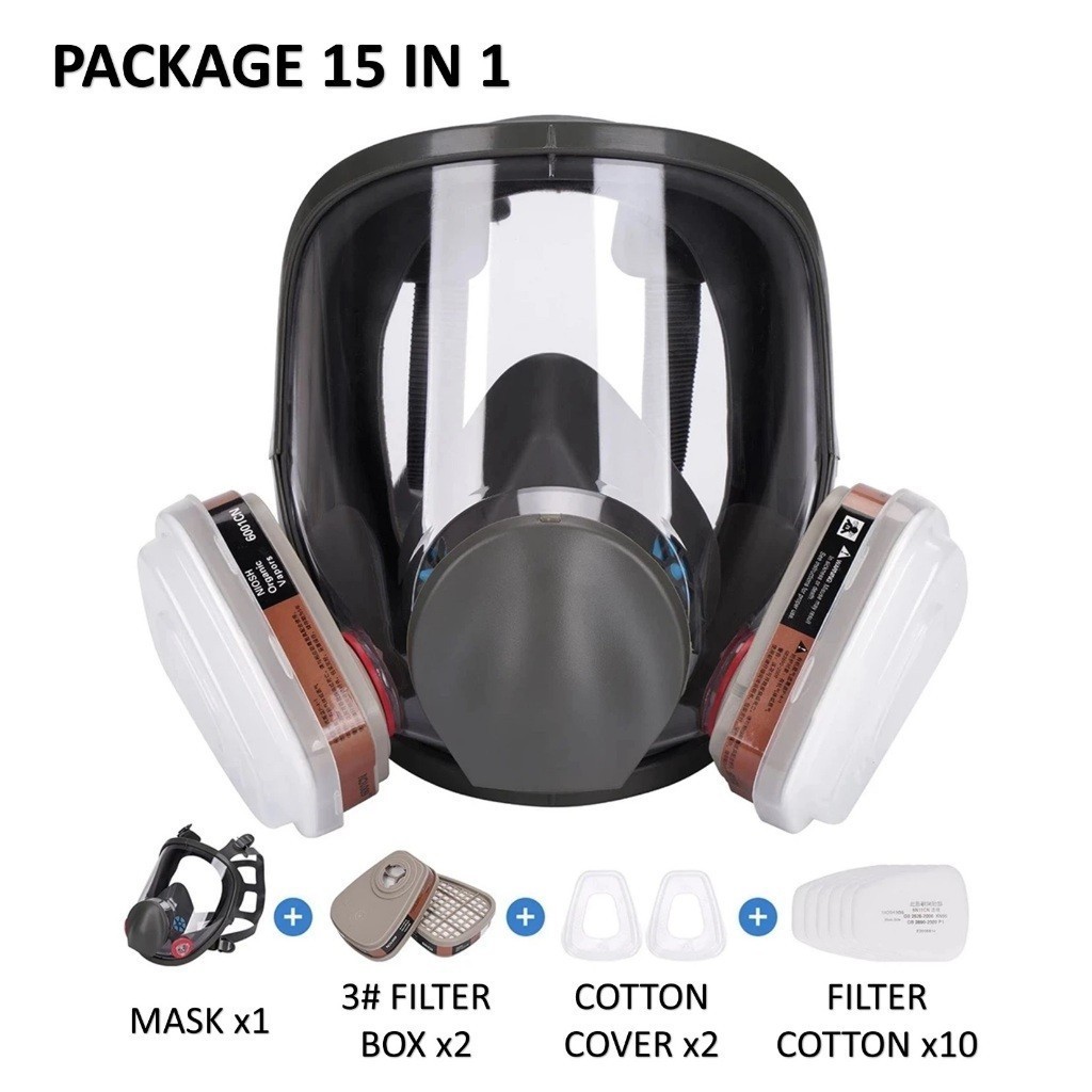 (16 in 1) 6800 Full Face Gas Mask Protect Mask Air Respirator Painting ...