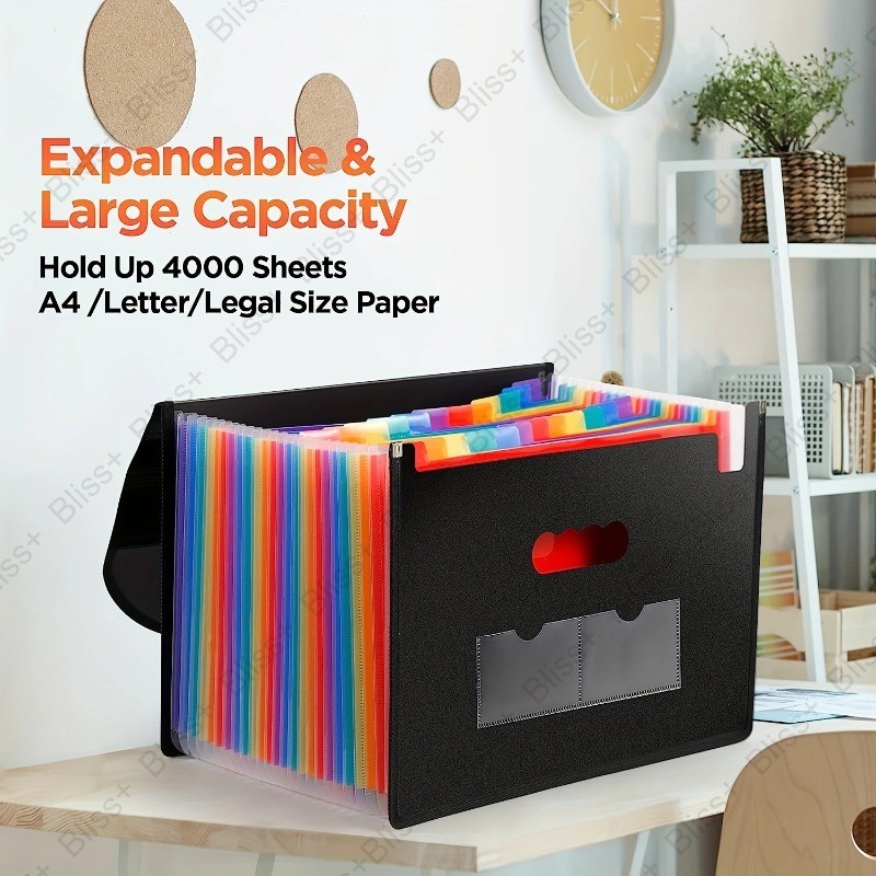 A4 Expandable File Folder Portable Storage Box Paperwork Filing Box ...