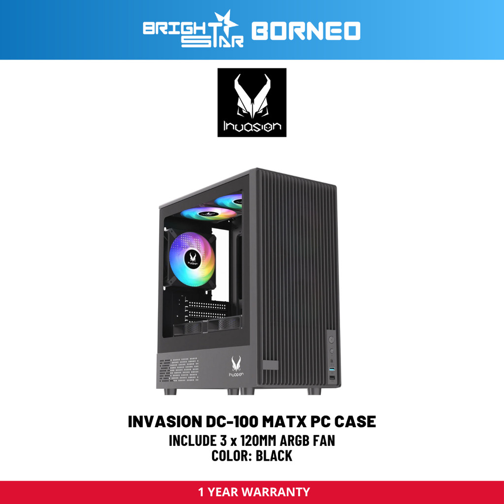 INVASION DC-100 MATX Pc Case - Black | Shopee Malaysia