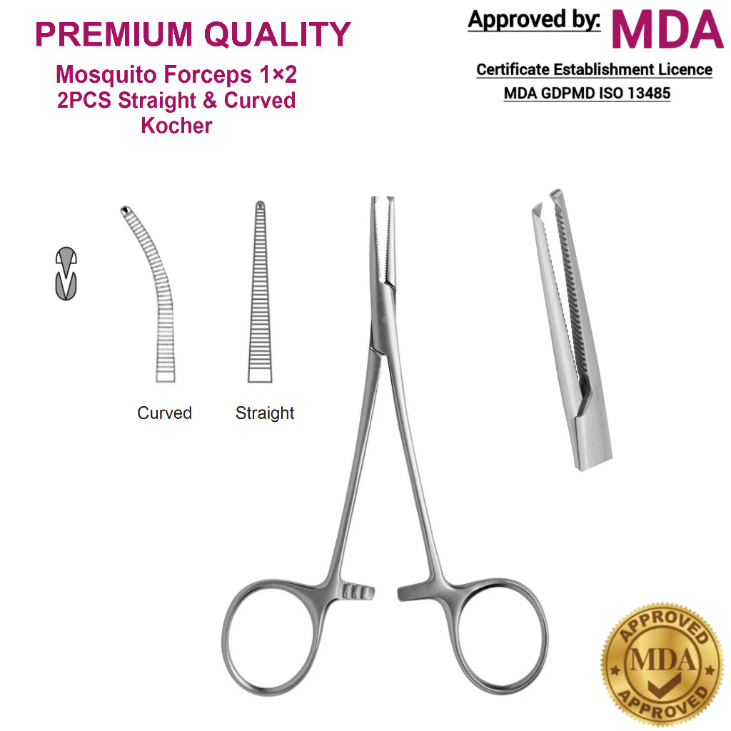2 PCS Kocher 1×2 teeth Halsted Mosquito Forceps Artery Straight ...