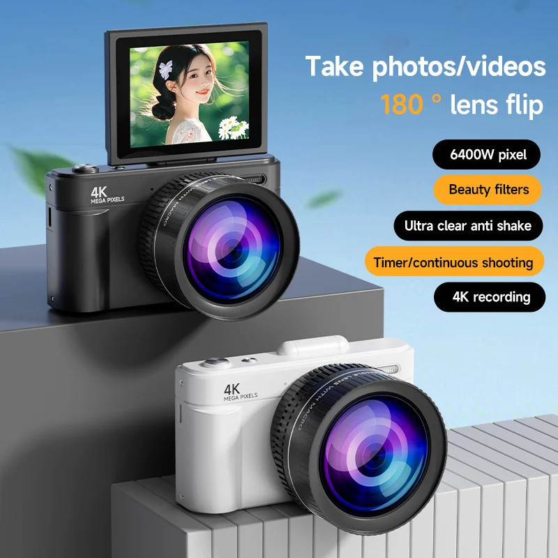 Portable 4K Digital Camera Tourism 64 million pixels selfie screen can ...