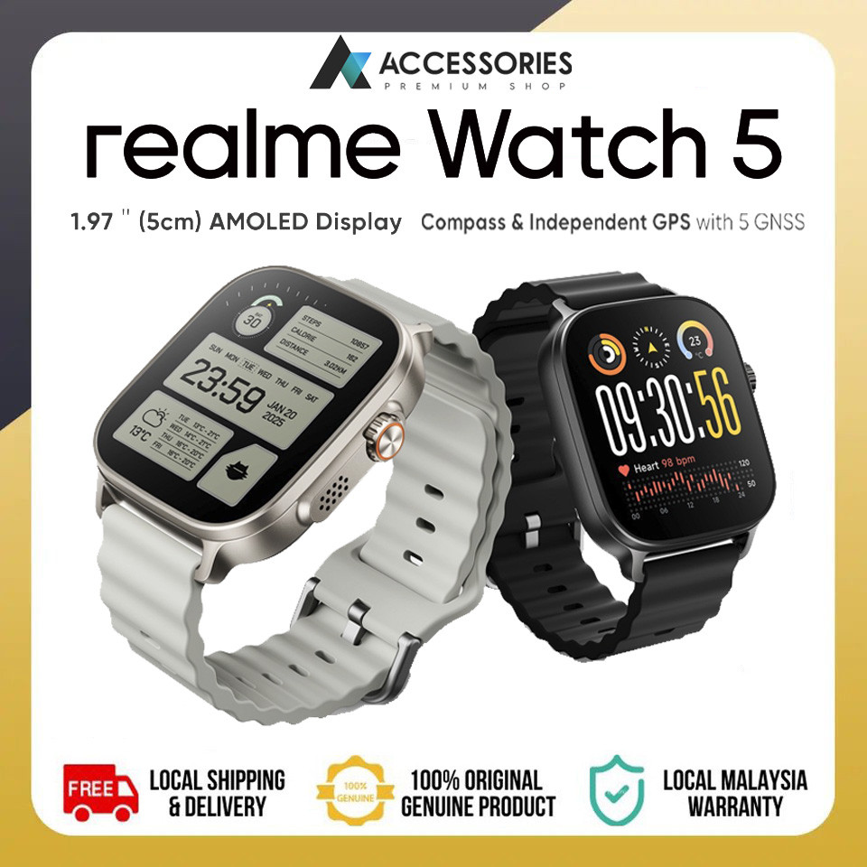 Realme Watch 5 1.97'' 600nits (5cm) AMOLED Display | Compass & Independent GPS with 5 GNSS | 16-day Battery Life