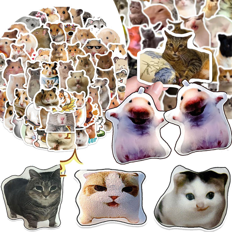 Hamster Meme Stickers Cute Cat Funny Vinyl Waterproof Labels for Laptop ...