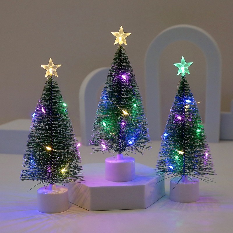 LED Mini Christmas Tree Small Decorative Faux Greenery with Multicolor ...