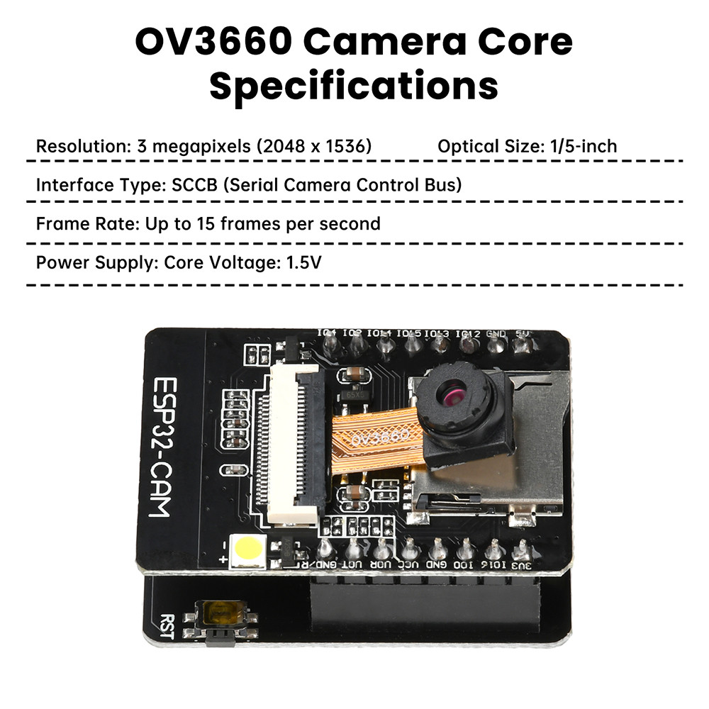 DIYMORE ESP32-CAM-MB WIFI BT Development Board OV3660 Camera Module USB ...