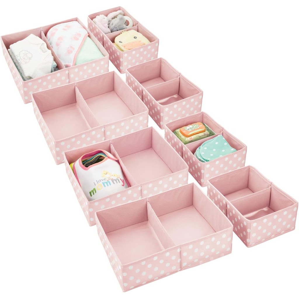 mDesign Fabric Drawer Organizer Bins, Kids/Baby Nursery Dresser, Closet ...