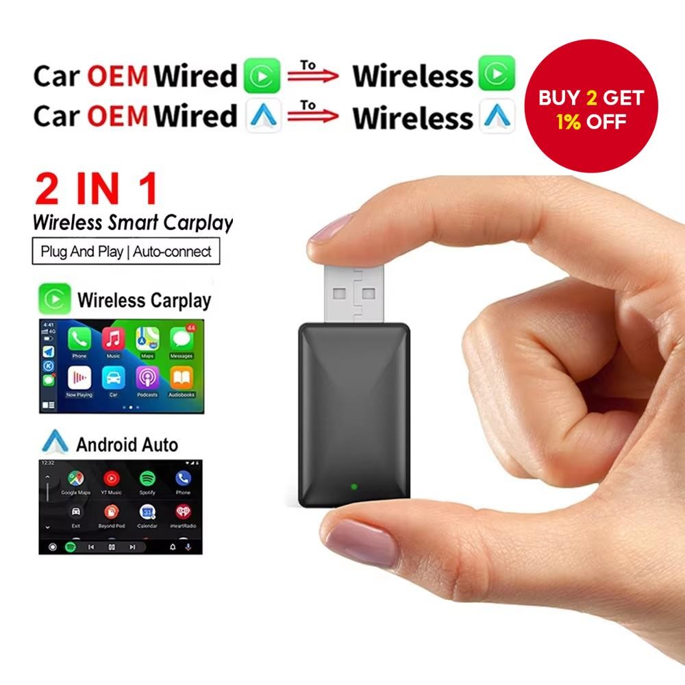 2025 Upgrade 2-in-1 Mini Wireless Adapter for CarPlay & Android Auto ...