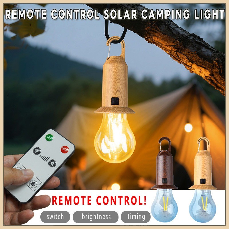 Remote Control Solar Light Bulb Usb Rechargeable Adjustable with Hook ...