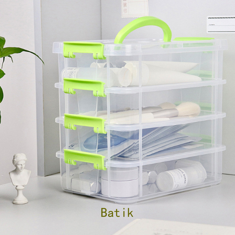 4 Layers Desk Stackable Storage Box With Lid Clear Plastic Drawer Small ...