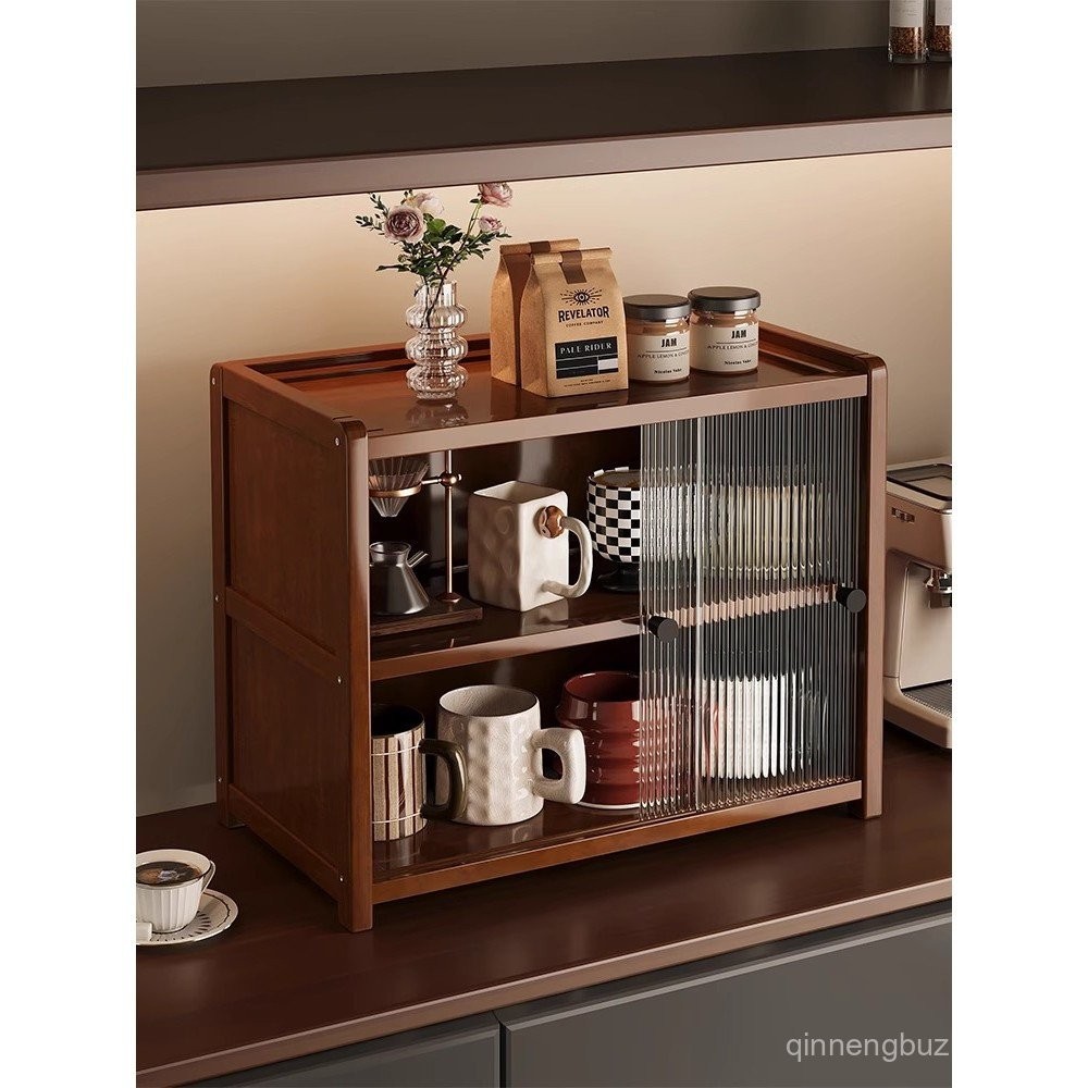 Desktop Cup Holder Storage Rack Table with Door Anti-dust Locker Dining ...