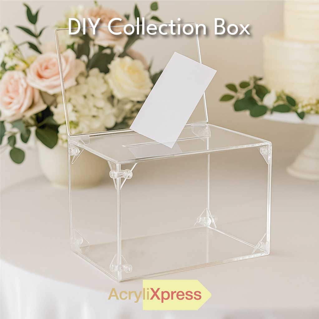 Acrylic Name Card Box / Donation Box with Lock Clear Ballot Box Tip Box ...