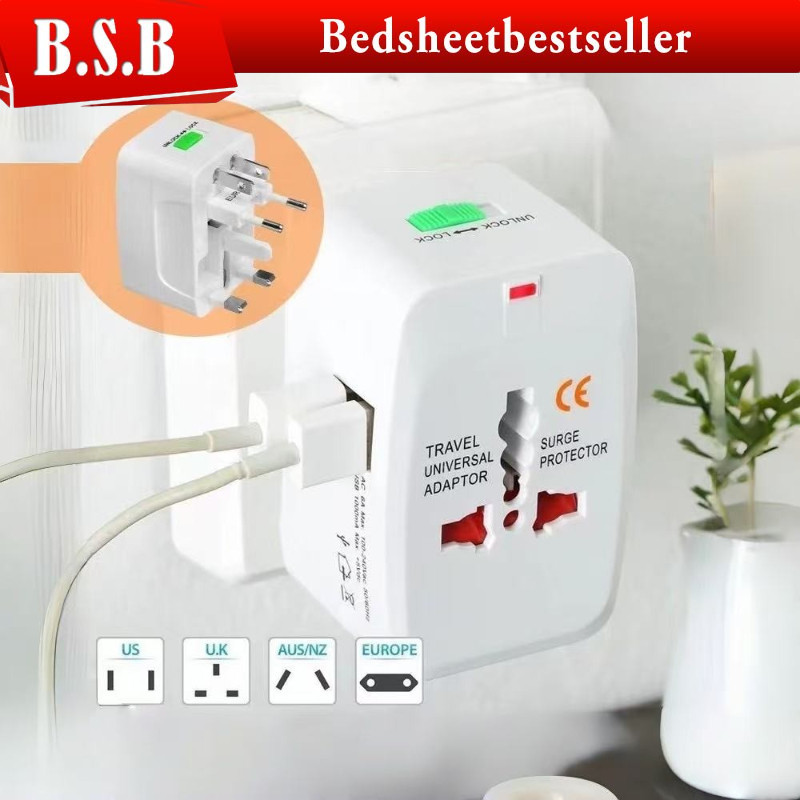 B.S.B Power Socket Adapter Universal Travel Dual USB Adapter Plug ...