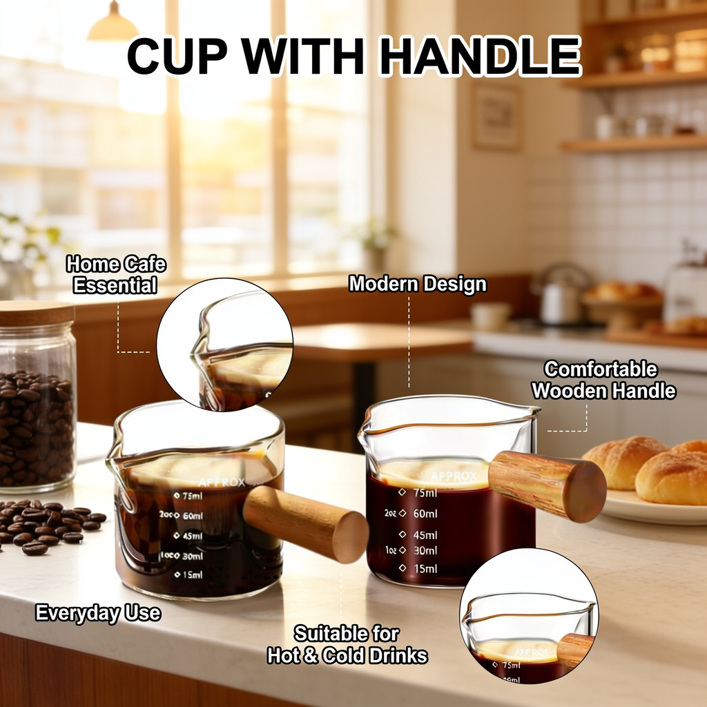 DC Espresso Shot Glass Pourer With Wood Handle Style Wooden Handle ...