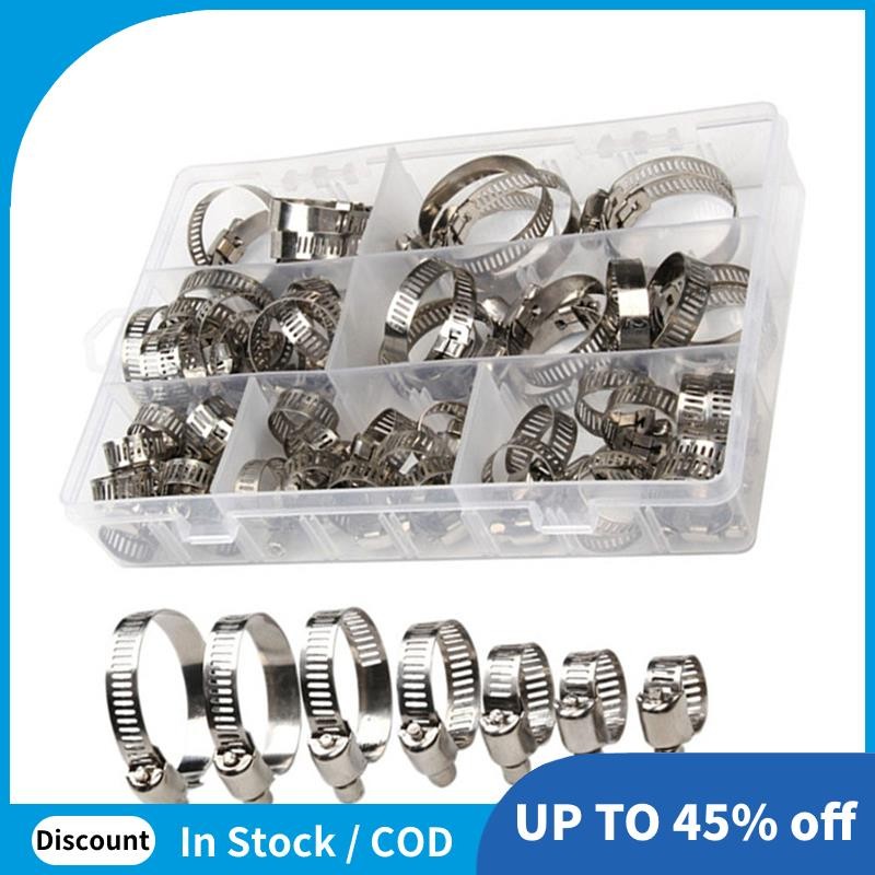 60PCS Stainless Steel Worm Gear Hose Clamp Assortment Kit – 7 Sizes