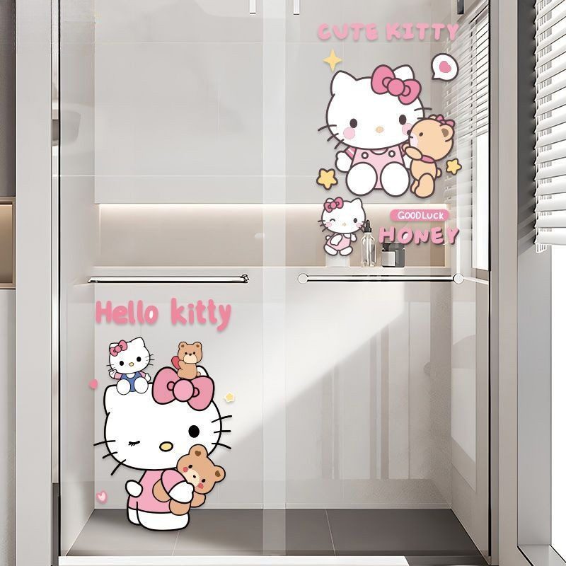 New PVC KT Cat Sticker Room Remodeling Door Sticker Waterproof Wardrobe ...