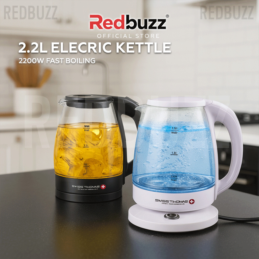 REDBUZZ Electric Glass Kettle CookMaster Series - Blue Light (2200W/2 ...