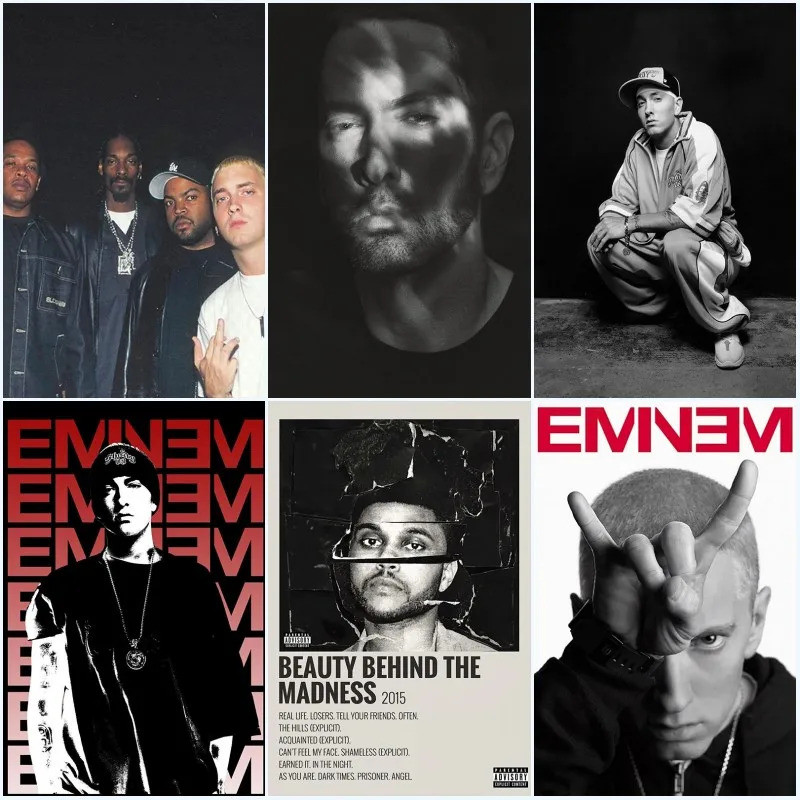 Hip Hop Rapper Singer Eminem Poster Canvas Painting Eminem Posters 8 ...