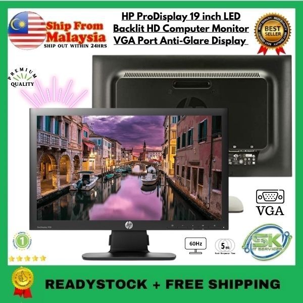 HP ProDisplay 19 inch LED Backlit HD Computer Monitor VGA Port Anti ...