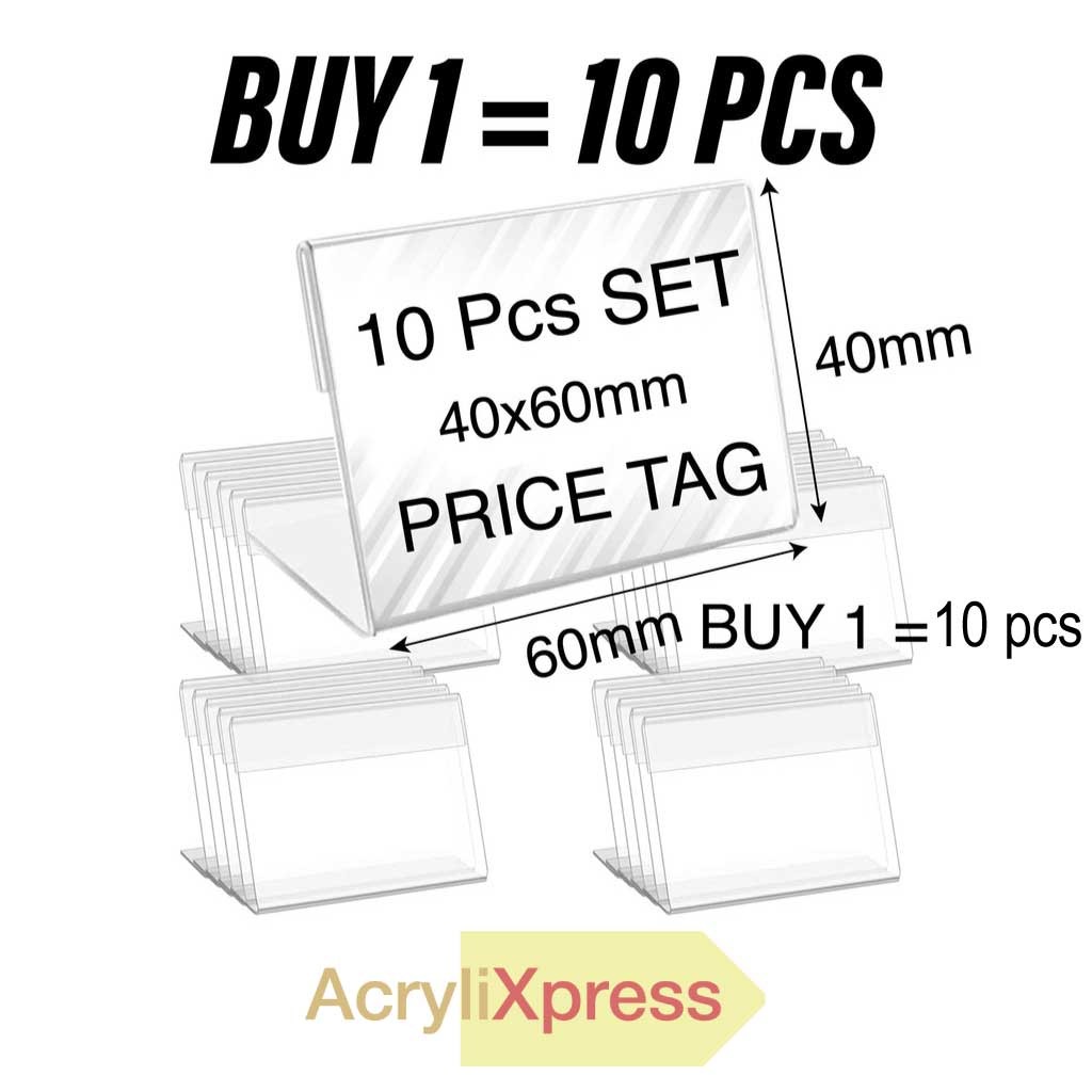 (10 pcs set) Acrylic card stand Description price tag label name card ...