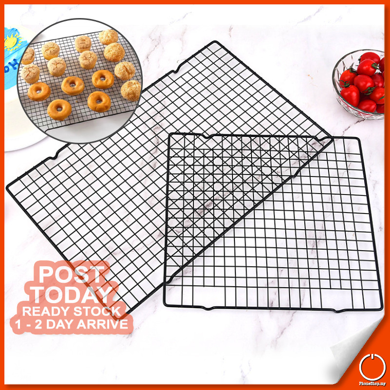 𝐂𝐑𝐈𝐒𝐏 𝐅𝐑𝐄𝐒𝐇 Non-Stick Cooling Rack Carbon Steel Cake Bread Oven Tray ...