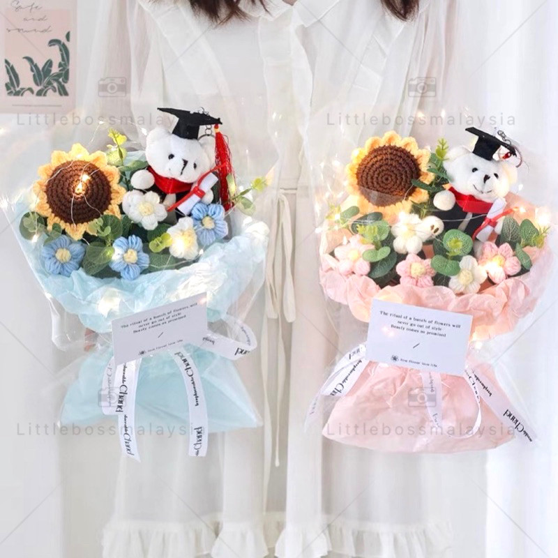 {Handmade} Graduation Knitted Flower/ Knitted flower bouquet/ Flower ...