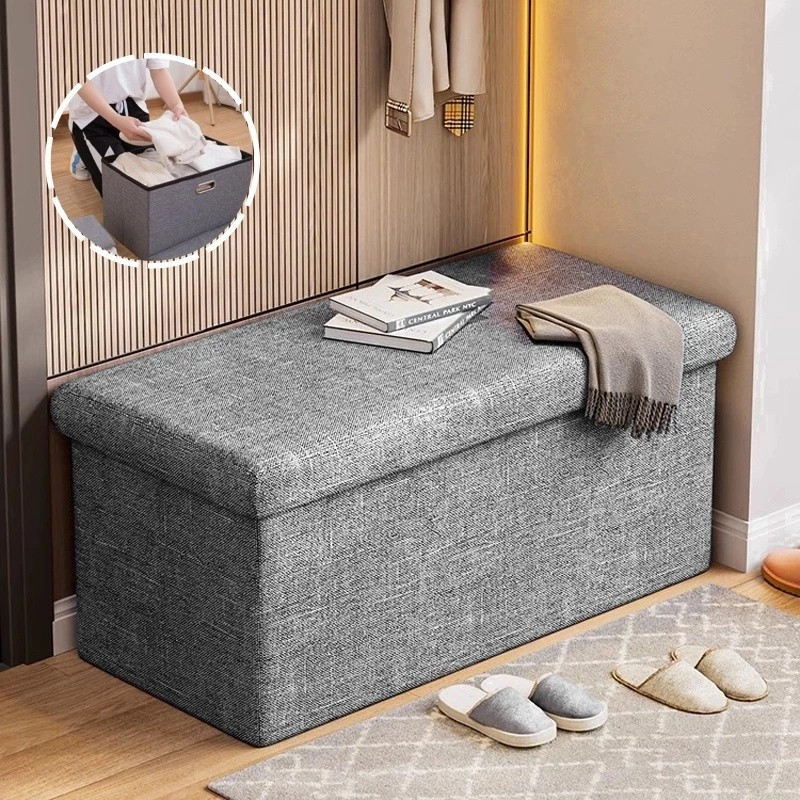 76x38cm Foldable Storage Stool sofa Stool Bench Seat Storage Chair Box ...