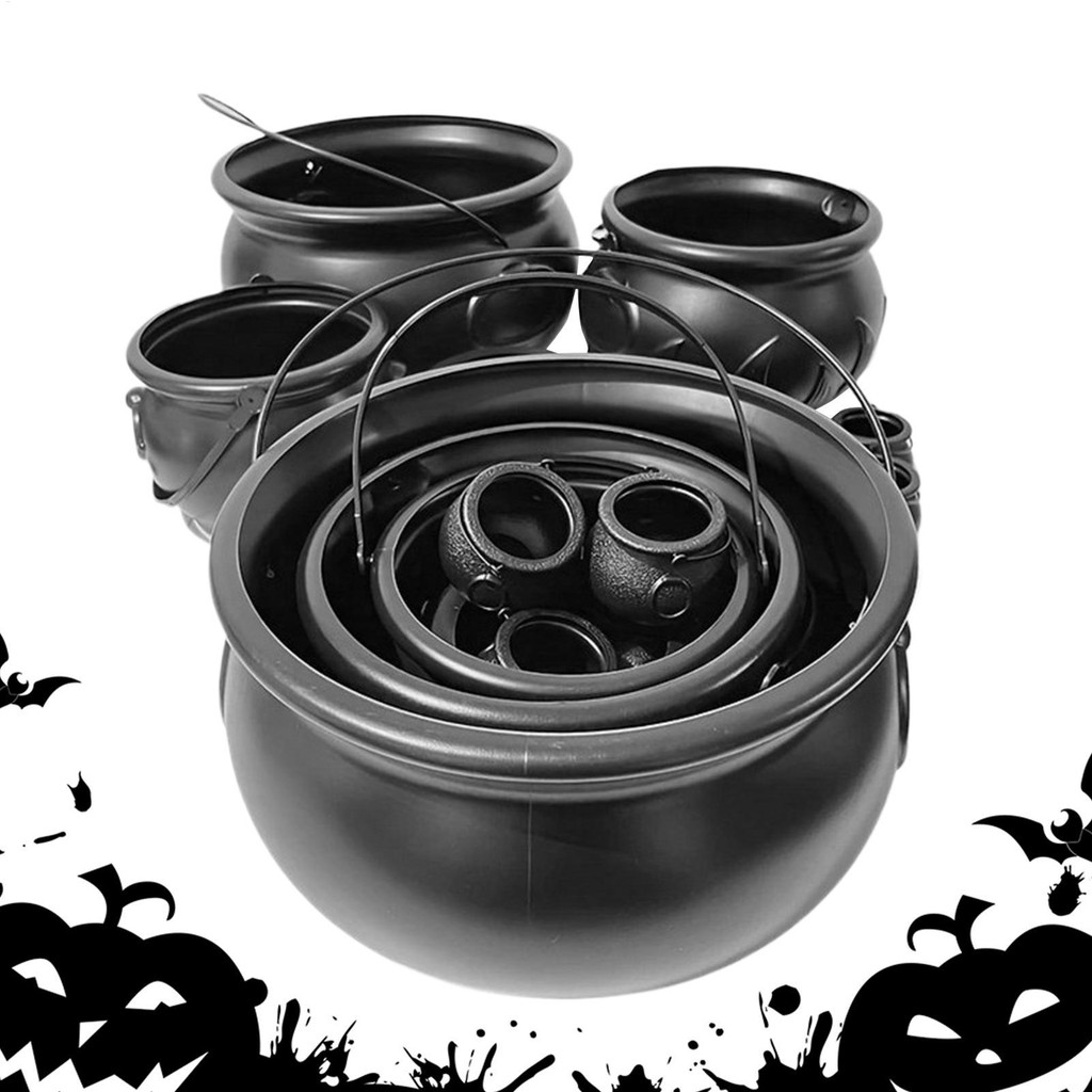 Halloween Cauldron 10-Piece Witch Cauldron Pot Candy Holder Storage ...