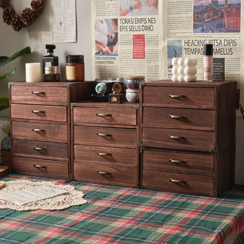 Chinese Desktop Storage Cabinet Home Retro Wooden Storage Box European ...