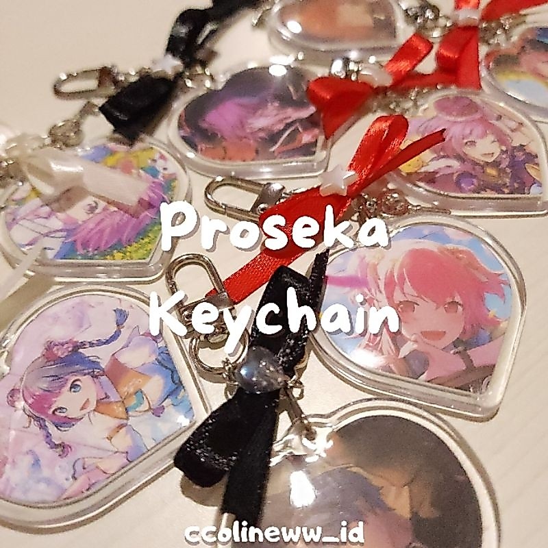 GANTUNGAN Keychain sekai project Cute ribbon keychain Love ribbon key ...
