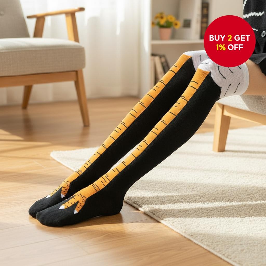 Women's Chicken Feet Socks 1/2 Pairs - Knee-High Comedy Fitness Socks ...