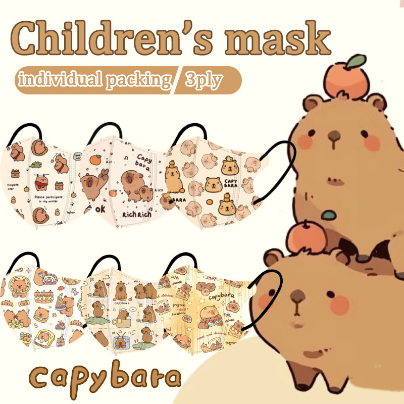 3ply Mask Cute Cartoon Capybara 50 Pcs Random Mixed Separate Packing 3 ...