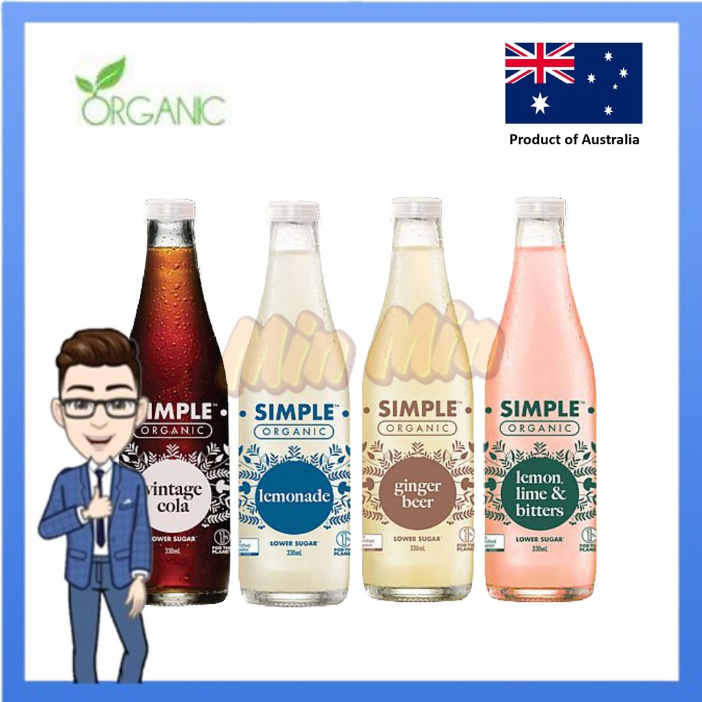 SIMPLE ORGANIC Sodas 330ml -Lemonade/Ginger/Lemon Lime & Bitter/Cola ...