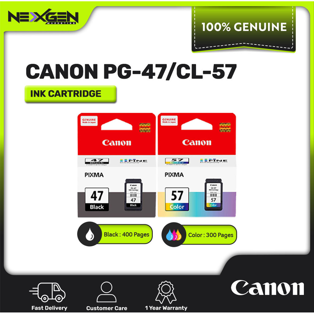 Canon PG-47 + CL-57 (Combo Set) Original Ink Cartridge / Canon E400 ...