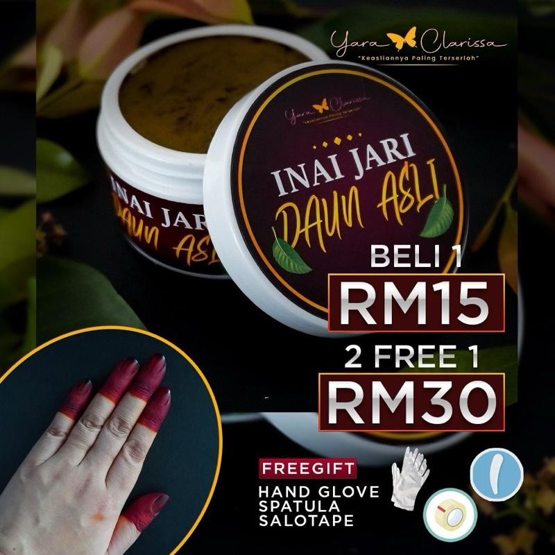 HQ Yara Clarissa - BELI 2 FREE 1 BEKAS INAI - Inai Jari Daun Asli 100gm ...