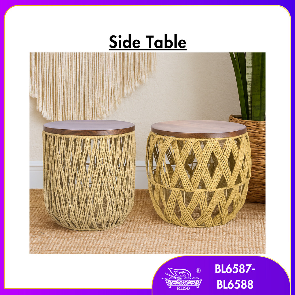 Rattan Coffee Table Boho Minimalis / Meja Kopi Rotan Hiasan / Modern ...