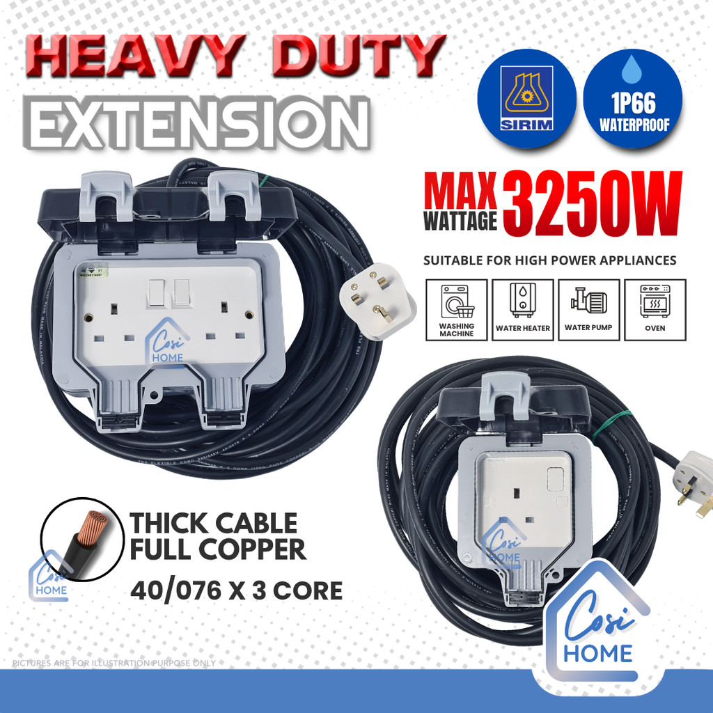 [SIRIM] Heavy Duty IP66 Weatherproof Outdoor Trailing Socket Extension ...