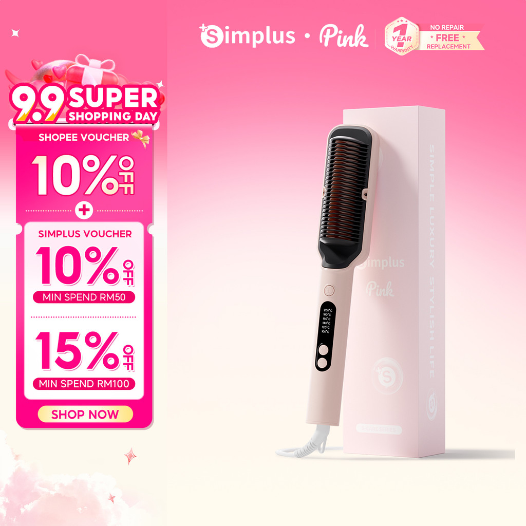 Simplus Pink Dual-Use Inner Buckle 6 Temperature Levels Straight Hair ...