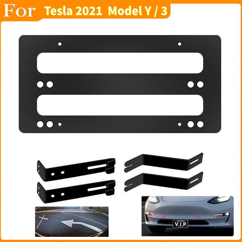 For Tesla Model Y / 3 Portable Retractable License Plate Frame No-drill ...
