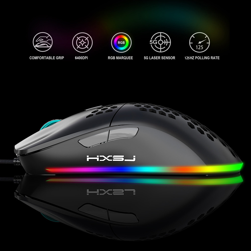 maib-my HXSJ J900 USB Wired Gaming Mouse RGB with Six Adjustable ...