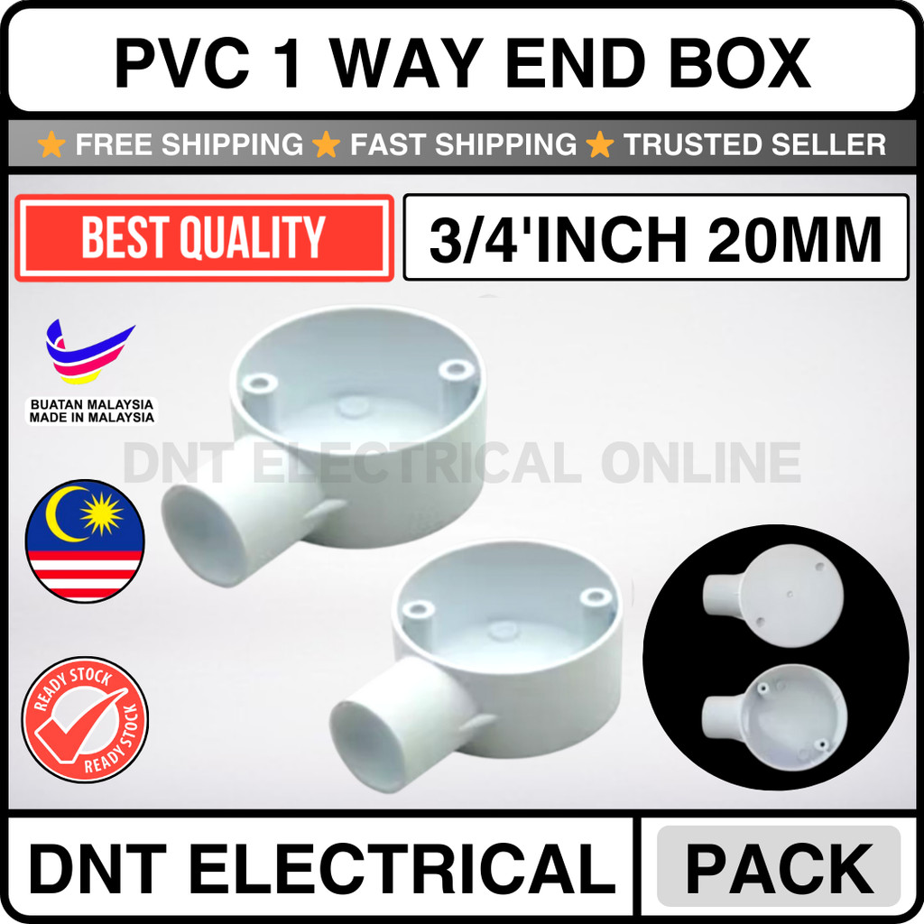 [PACK] PVC 1Way Box / End Box / PVC Wiring End Box for PVC Pipe 3/4 ...