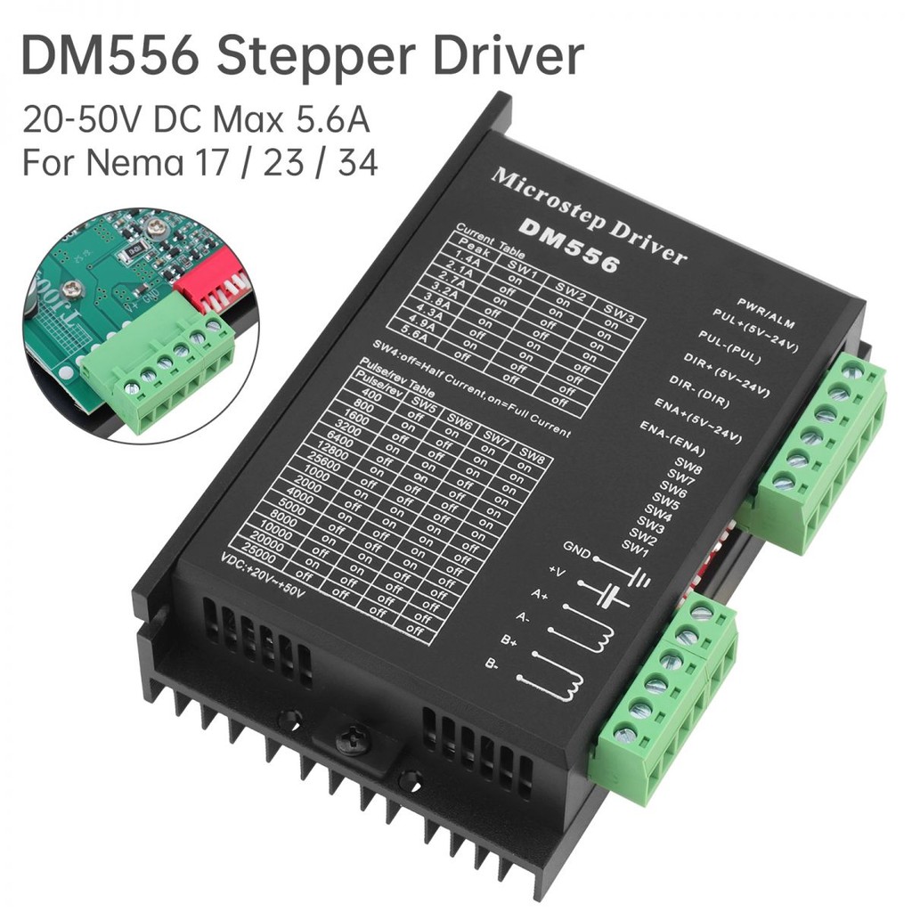 Zilimontt DM556 Schrittmotor-Treiber – 20-50V DC, Max. 5,6A, 128 Mikroschritten, Für Nema 17/23/24/34