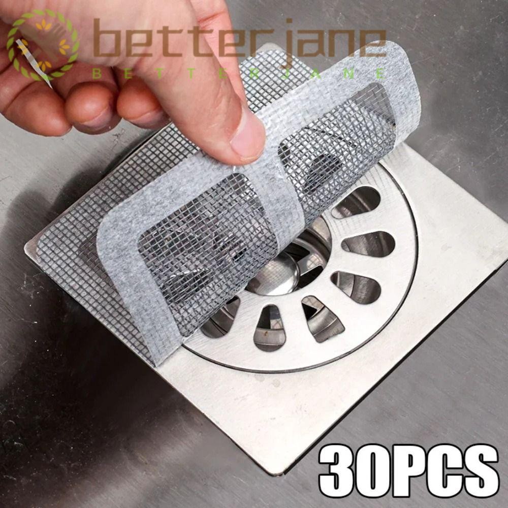 LUTER 30-Pack Disposable Shower Hair Catchers – 4.3 Inch Self-Adhesive Drain Stickers For Bathroom & Bathtub