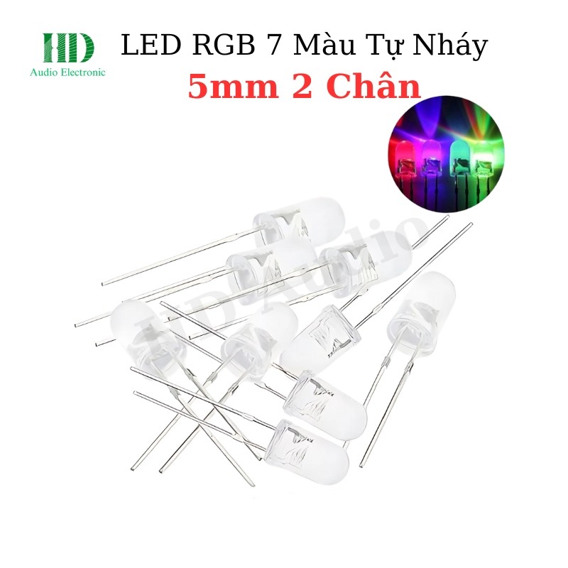 5mm Self-Flashing 7-Color RGB LED Light, 2 Pins, Super Bright, Easy to ...