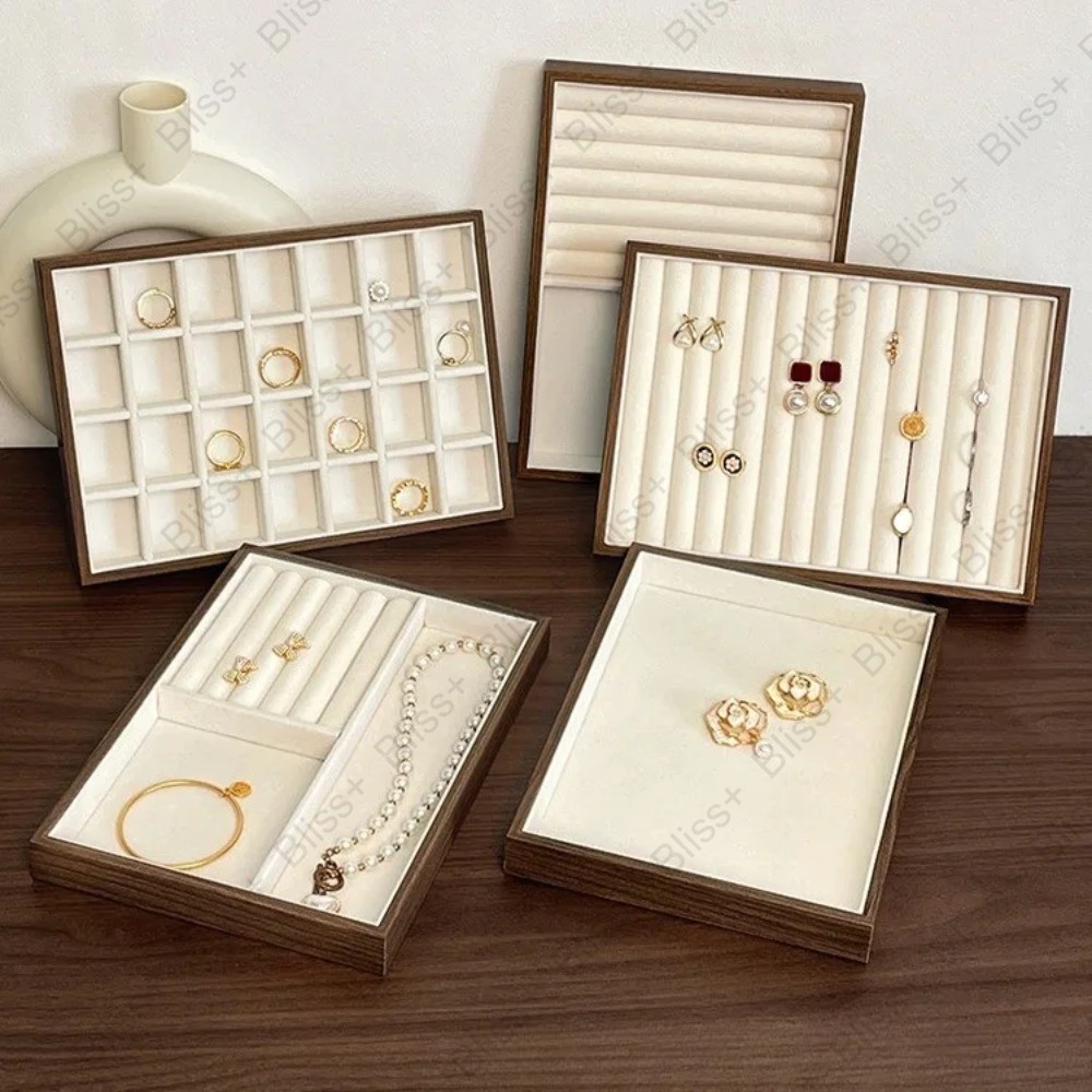 Walnut Wood Grain Jewelry Display Tray Jewelry Storage Box Necklace Box ...