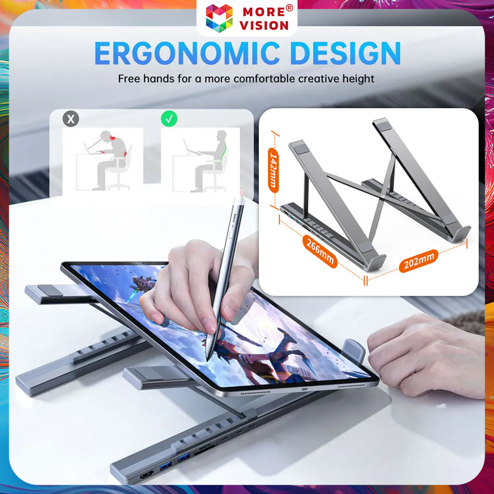 8 in 1 Laptop Stand with HUB Dock Foldable Adjustable Aluminum Alloy ...