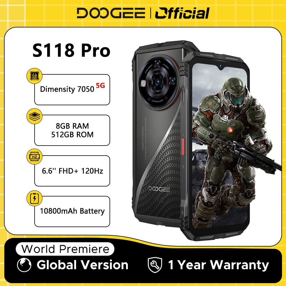 World Premiere DOOGEE S118 Pro 5G Rugged Phone 6.6'' FHD 120Hz 8GB RAM ...