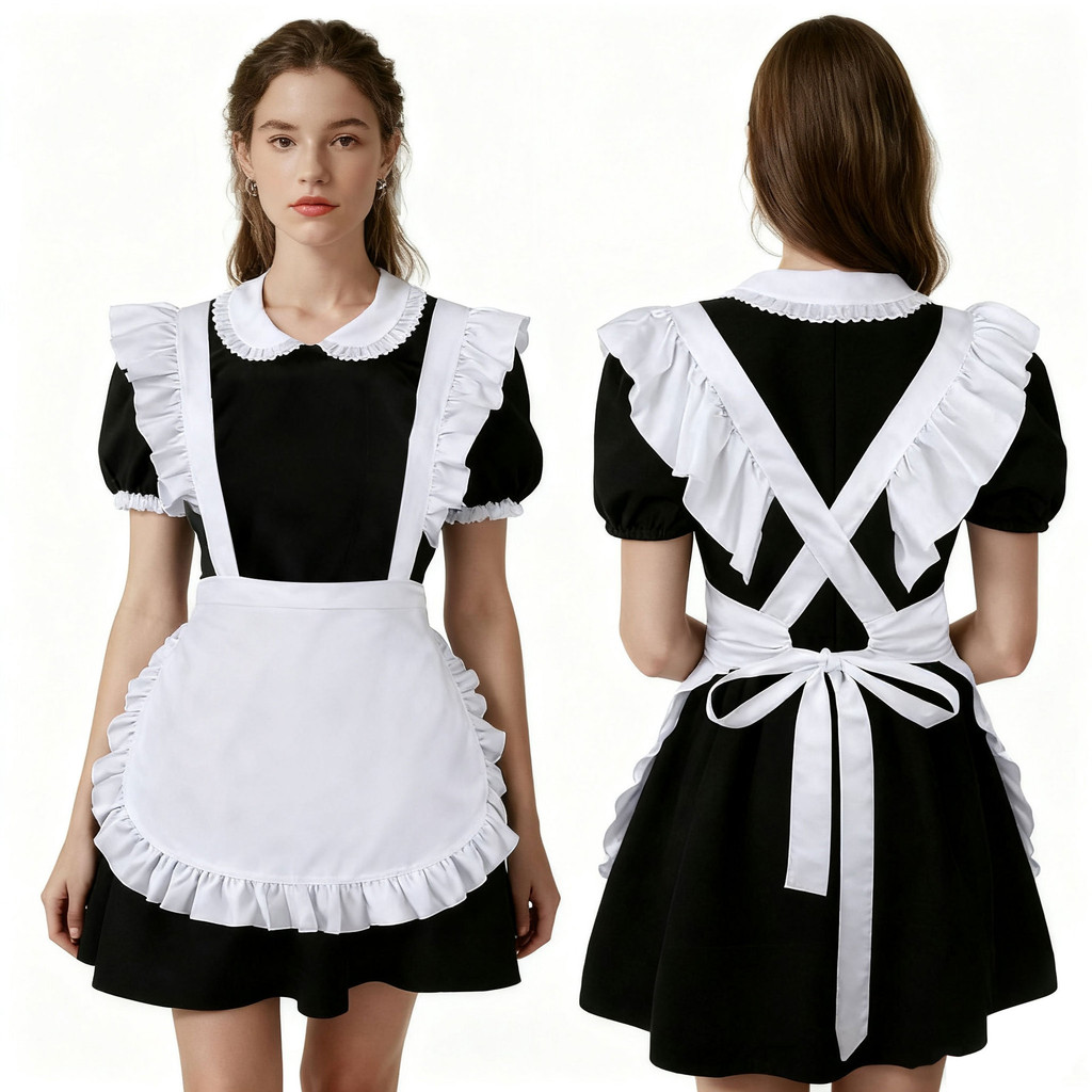Ruffled Lace-Up Maid Apron with Short Cutout - Cosplay Outfit | Shopee ...