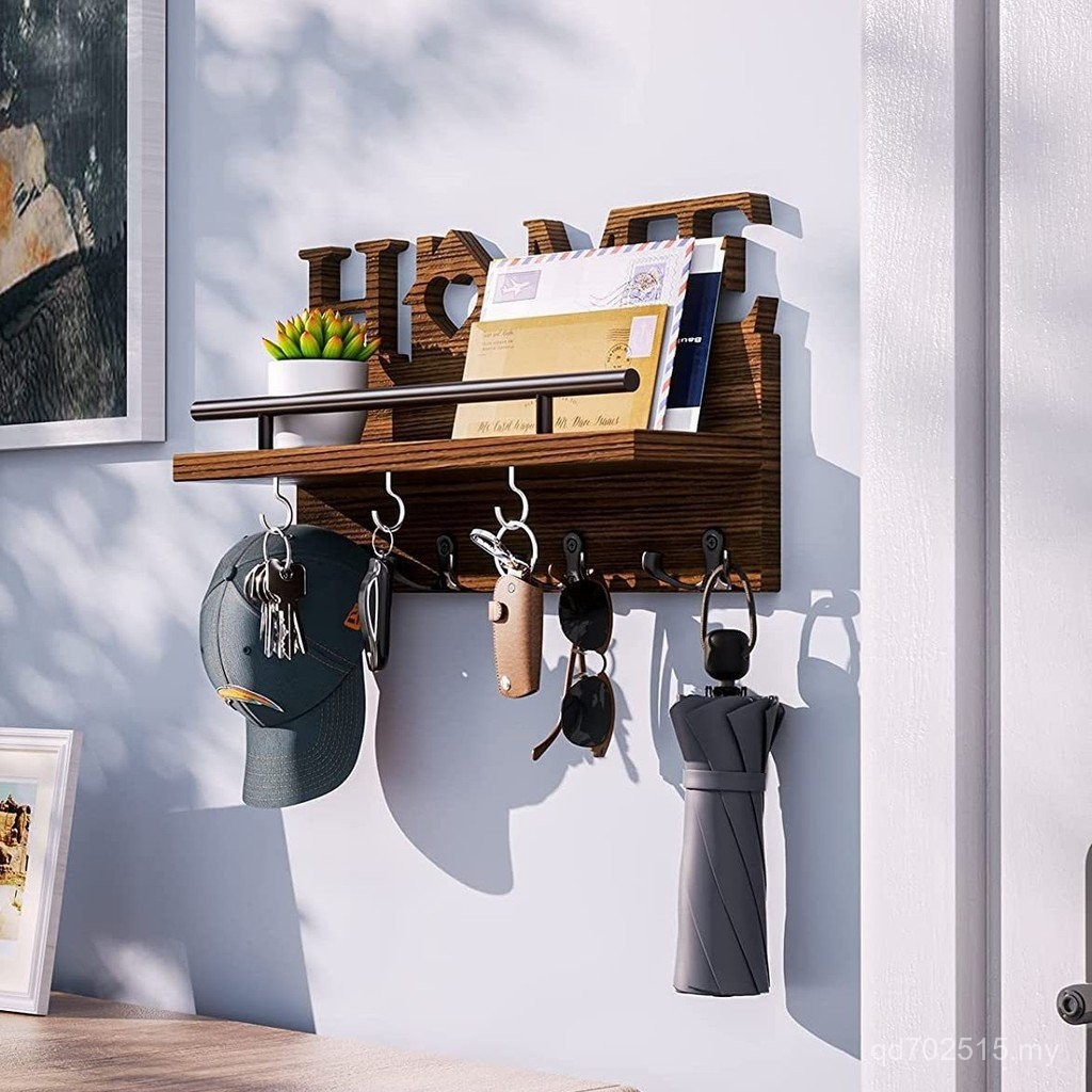 She Shelf Cross-Border Wooden Wall-Mounted Key Holder Letter with Hook ...