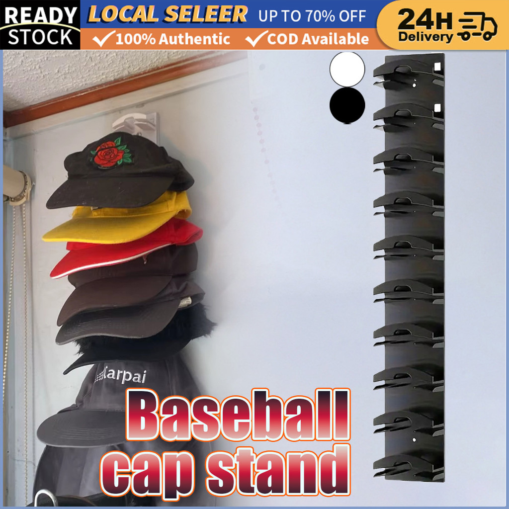 Wall Mounted Baseball Caps Organizer Rack 10Grid Caps Display Rack ...