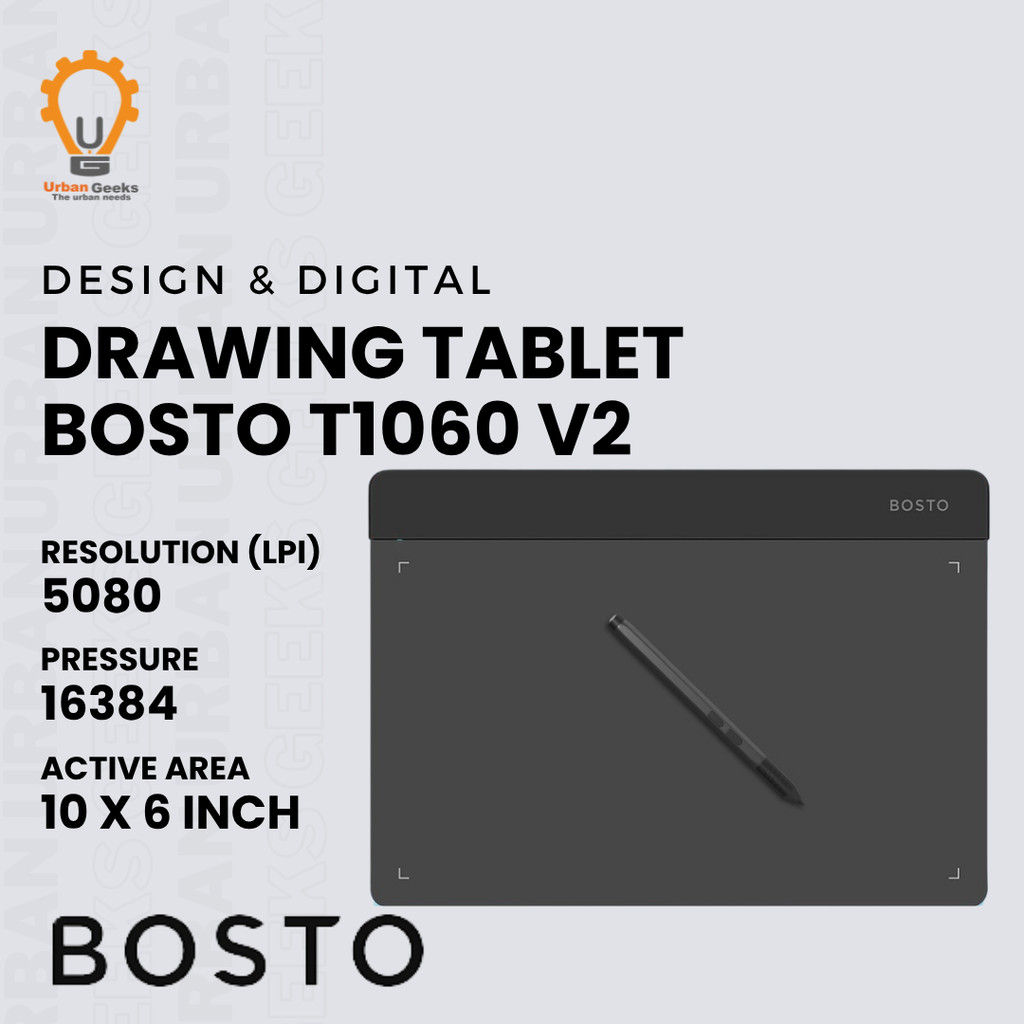 Bosto T1060 V2 Drawing tablet Pen 10x6 Inch 16384 Level Pressure ...